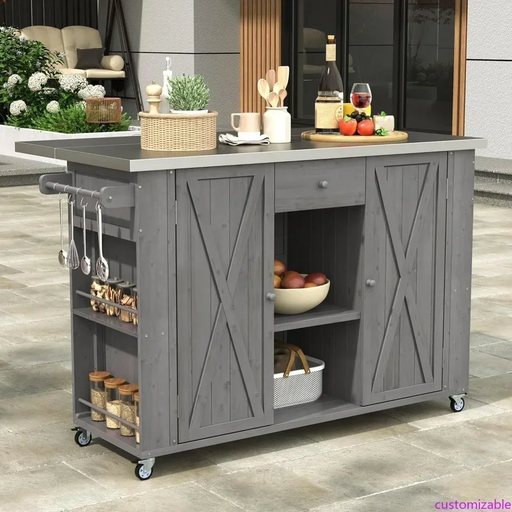 

Hot-sellingStainless Steel Top Merax XL Outdoor Table with Storage Cabinet for Kitchen Prep and Grilling Accessories