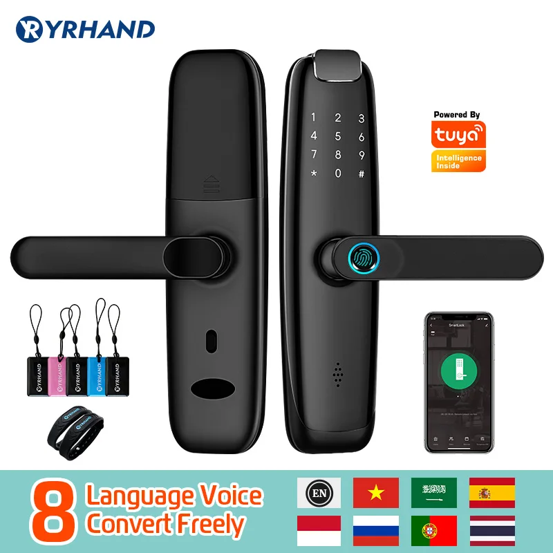 YRHAND H2 Tuya wif fingerprinti fechadura eletronica сейф password cerradura inteligente smart door lock