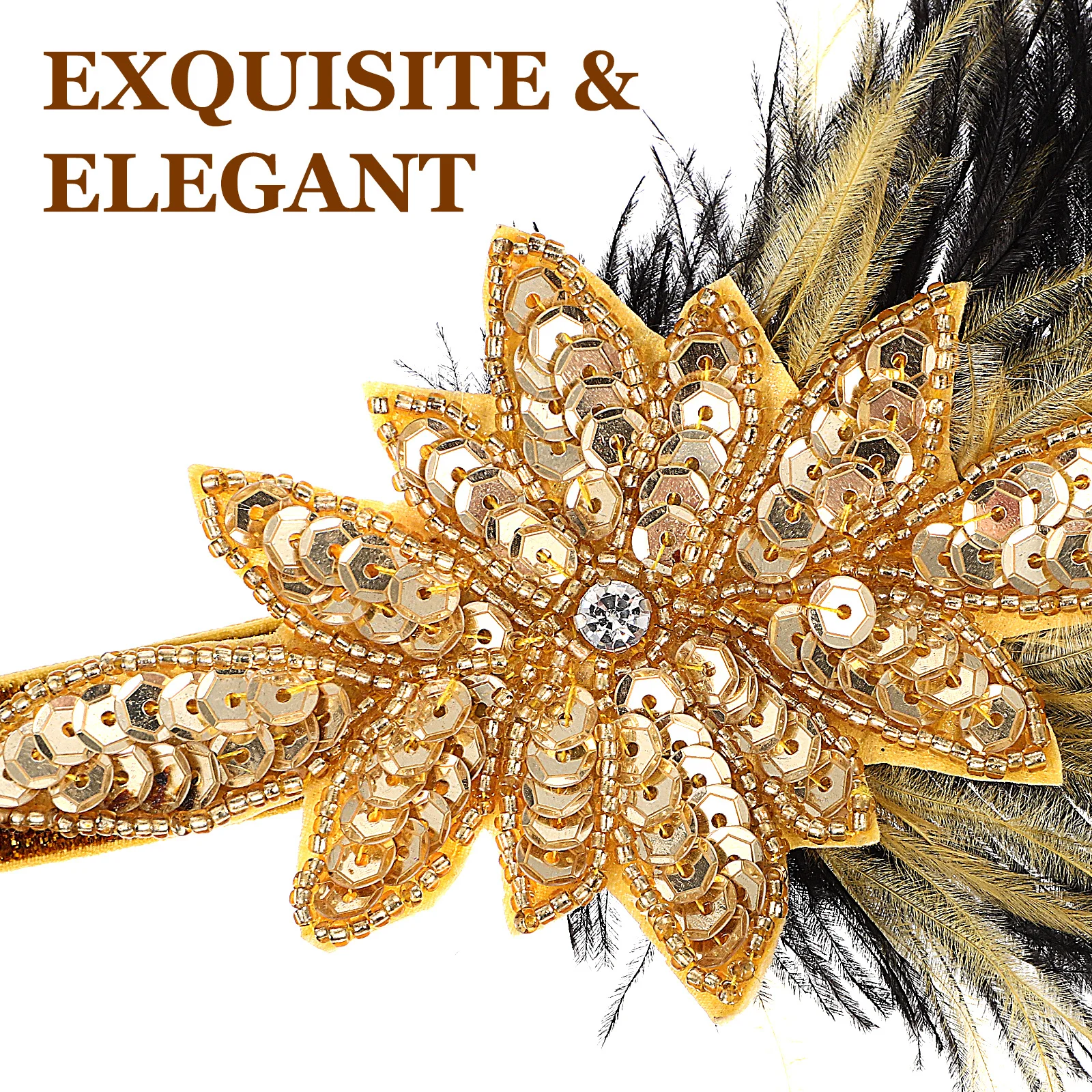 

Повязка на голову с блестками, винтажный дизайн с шлейфом, аксессуар для волос для женщин, вечерние, свадебные, костюм 1920-х годов, блестящий головной убор