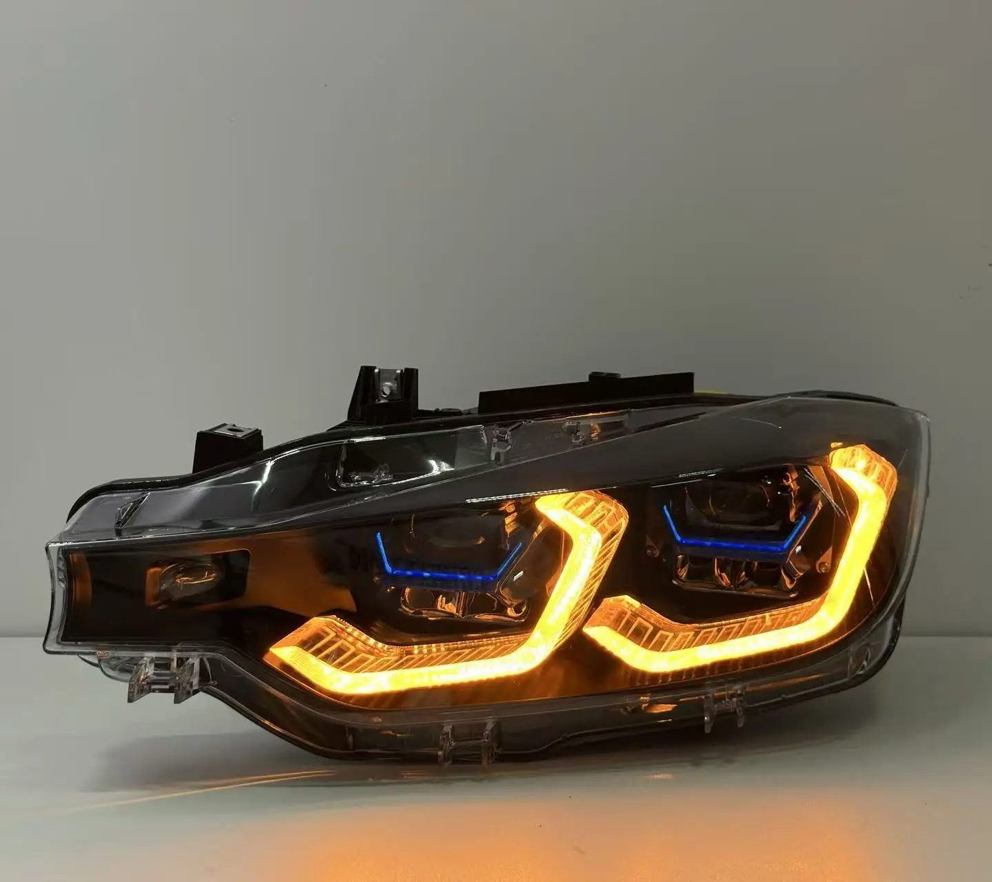 Headlights For BMW 3 Series F30 F35 2013-2015 V3 Triple-Color Headlamps Amber Yellow White DRL Switching Front Light