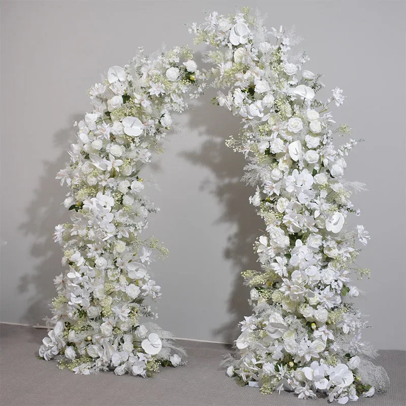 1.9 + 2.3 meters horn shelf floral arrangement, arch croissant ring decoration fake flower wedding background arrangement