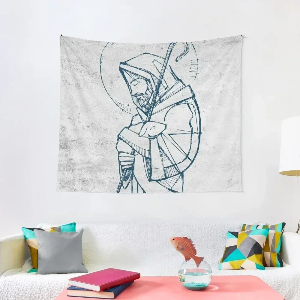 

Jesus Christ Good Shepherd ink illustration Tapestry Things To Decorate The Room Decor For Bedroom Decor Home Tapestry