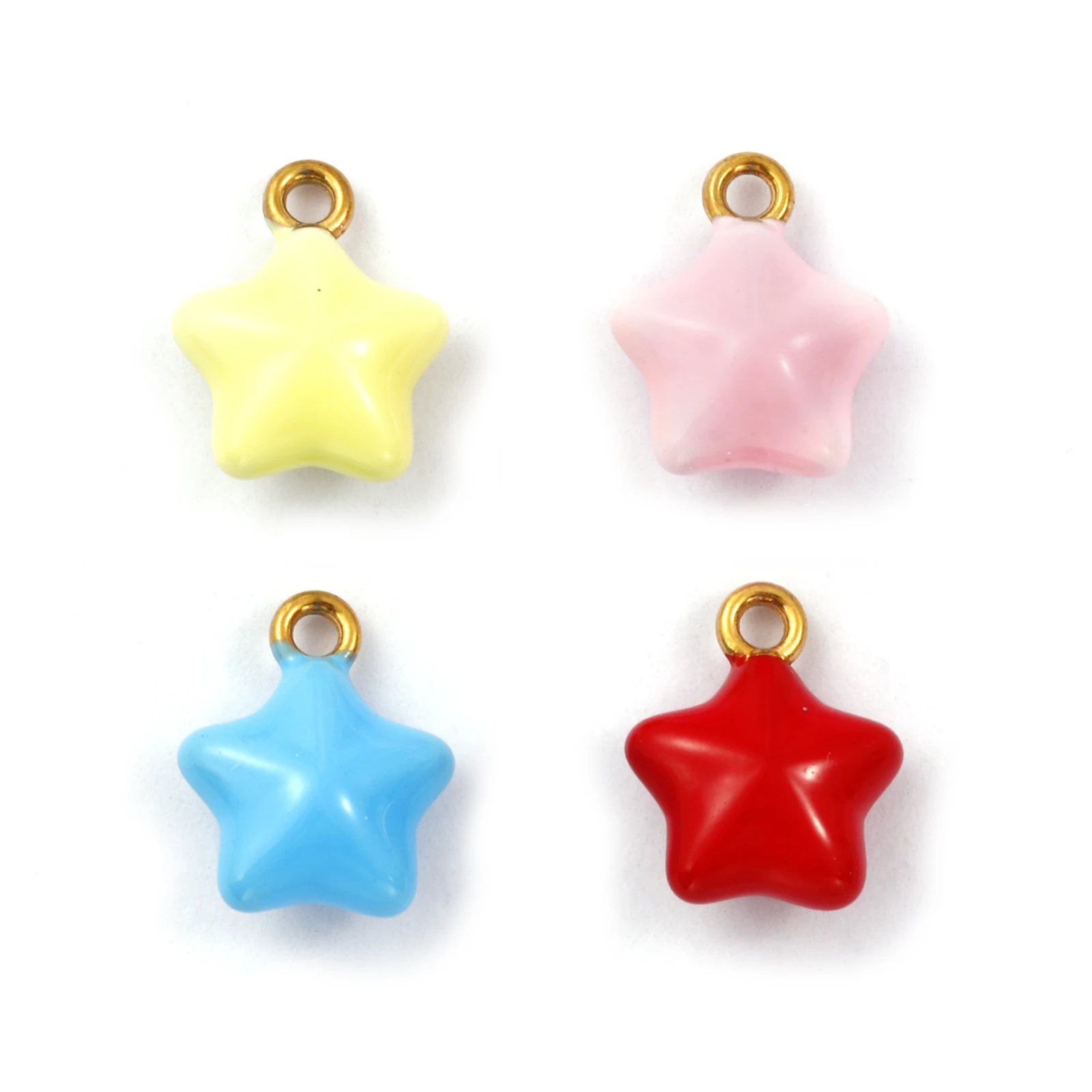 1 Piece 304 Stainless Steel Galaxy Charms 18K Gold Plated Enamel Pentagram Star 3D  Pendants For DIY Necklace Making 14mm x 11mm