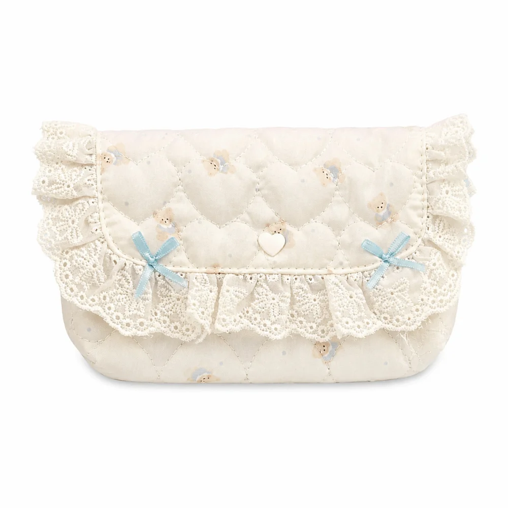 Cartoon Floral Animal Print Pencil Case Flip Design Lace Ruffle Pencil Pouch Large Capacity Stationery Bag Gift