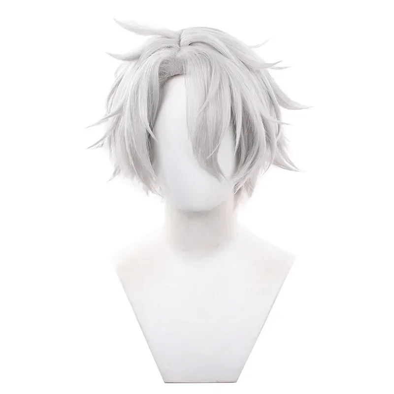 Honkai Star Rail Phainon Peluca de Cosplay Gris Blanco Pelo Corto Amphoro La Tierra Eterna Fiesta de Halloween para Mujeres Hombres Accesorios