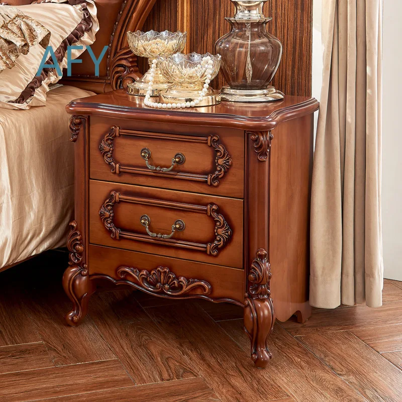 European Style Bedside Table for Bedroom Storage with Drawer and Carved Design for Modern Home Decor Furniture