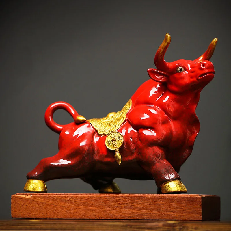 

Creative Ceramic Bull Animal Ornaments, Bull Qi Soaring Home Furnishing, Entrance Decoration, Shop Finance Opening Gifts