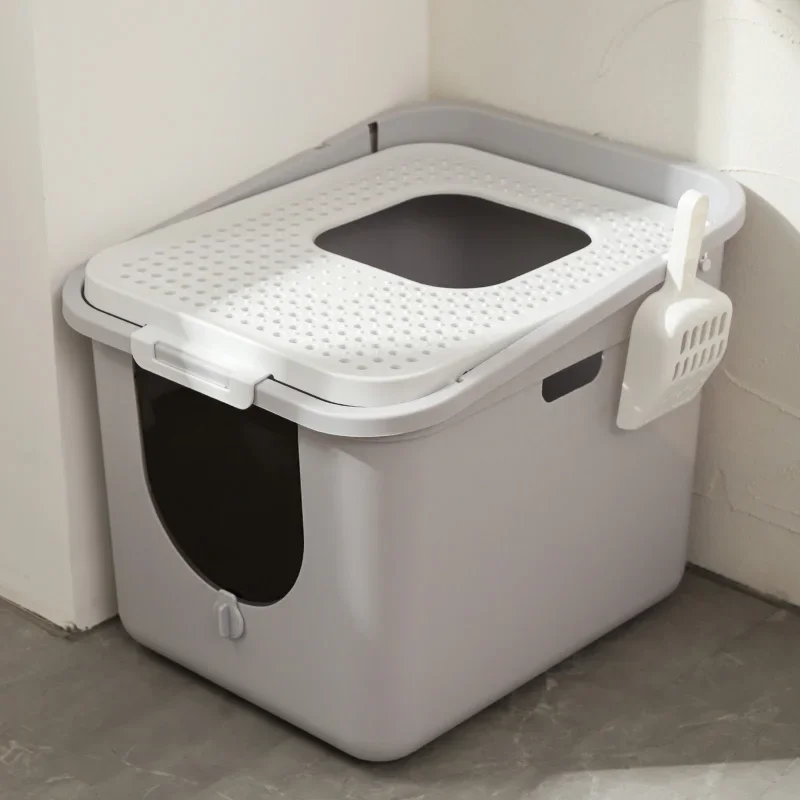 

Indoor Top Entry Cat Bedpans Leak Proof Convenient Covered Bathroom Cat Bedpans Training Toilet Arenero Gato Litter Box