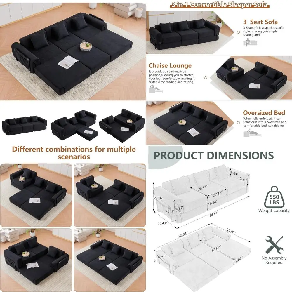 

Трансформируемый секционный диван-кровать с подушками и боковым карманом, удобная сжатая современная модульная напольная мебель для гостиной Ro