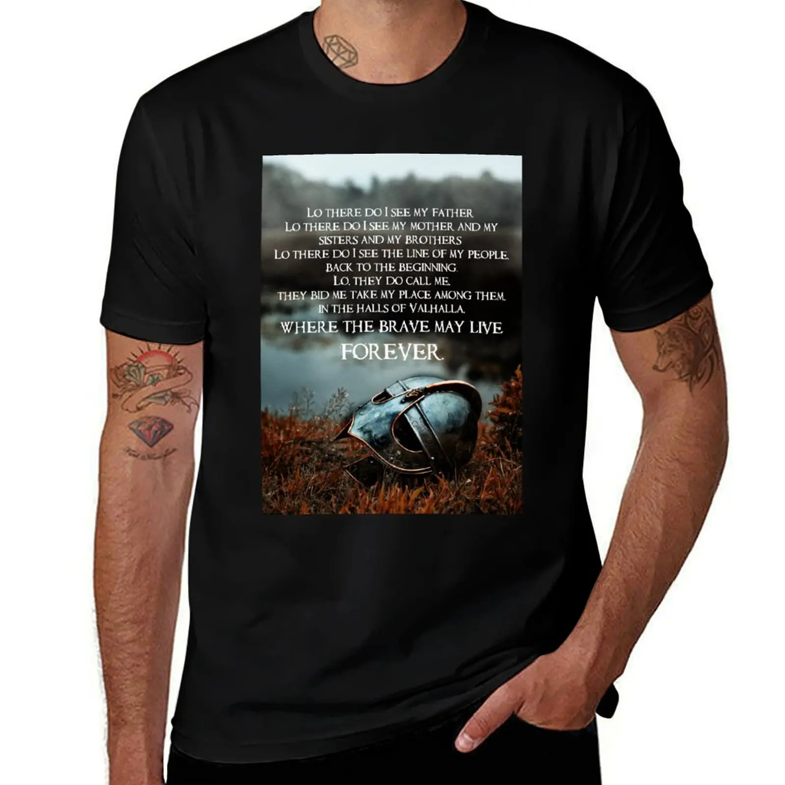 

Brave May Live Forever - Viking Prayer T-Shirt summer shirt cotton graphic tees vintage clothes mens graphic t-shirts anime