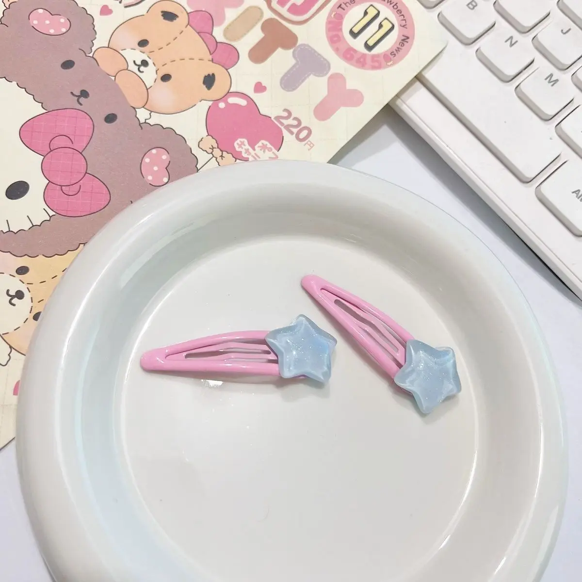 

Заколки Sweet Star, 2 шт., желеобразные блестящие заколки в виде утконоса, милые боковые челки, нескользящие банты для волос для девочек