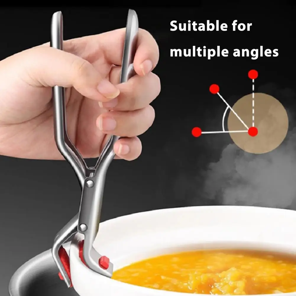 Stainless Steel Pot Holder Anti-scald Stainless Steel Dish Clip Heat Resistant Bowl Gripper Tongs Multi-angle Pan Holder for Hot