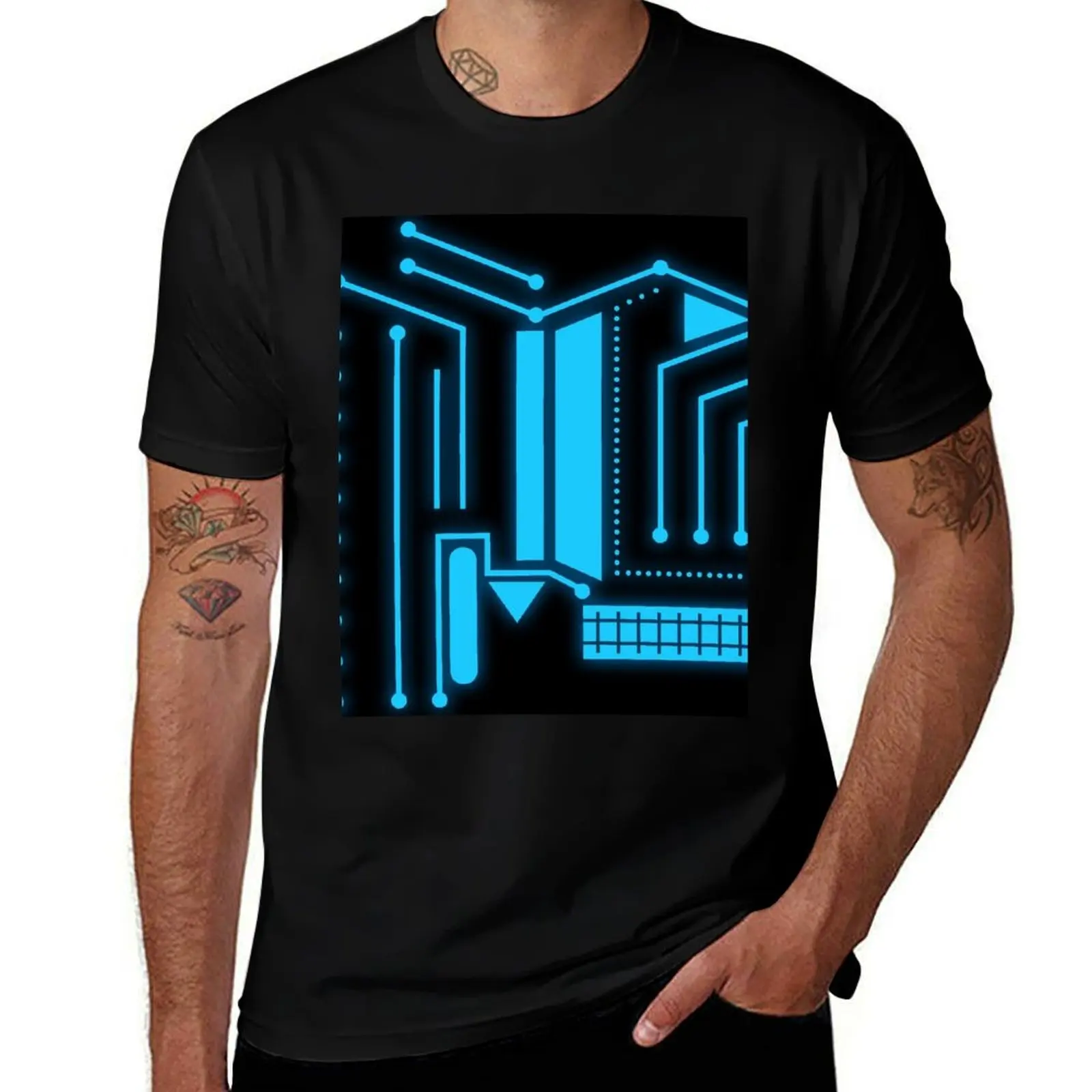 

Tron Inspired Cyan Glow T-Shirt Casual All Match Tee Shirt for Men