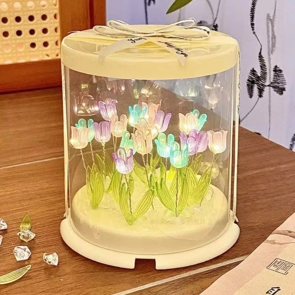 Mini Size DIY Tulip Lamp Kits Small Night Lamp Unfinished Products Tulip Night Light Kits Simulation Flower Tulip Light Kits