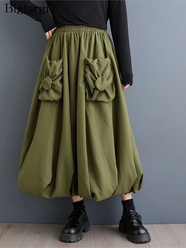 

Эластичная юбка с высокой талией, женская цветочная мода, свободные женские юбки с рюшами, плиссированные повседневные женские юбки