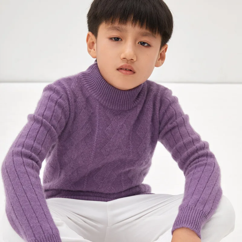 

Boys Wool Sweater Winter Thickening Teenager Childrens Pure Wool Sweater Girls Long Sleeves Sweater Kids O-neck Wool Boy Sweater