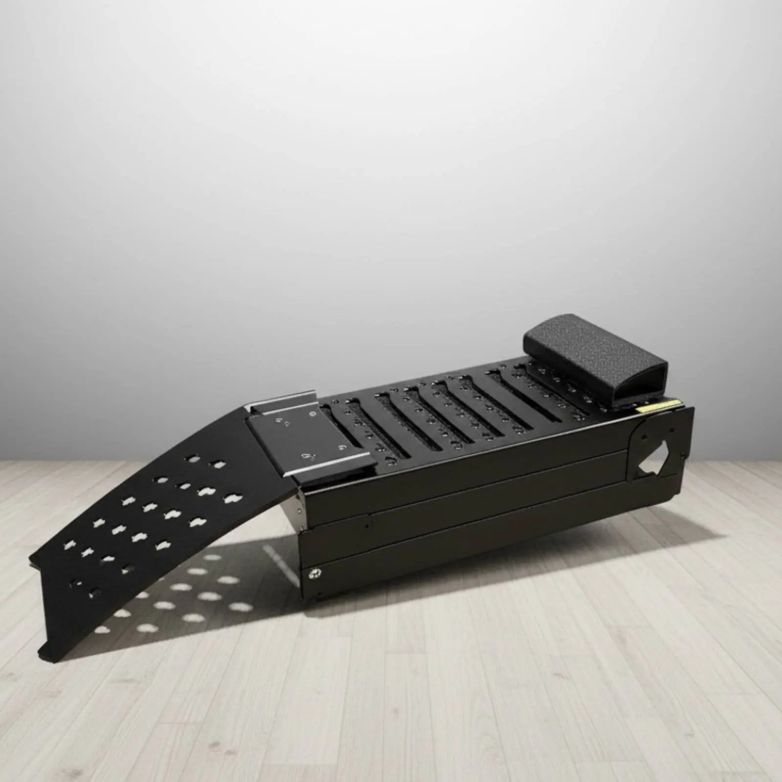Foldable Steel Ramp High Load Capacity Three-Fold ATV Loading Ramp Hauling Accessory Includes Safety Chains for Workshop, Garage