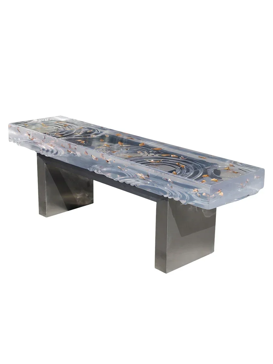 Acrylic sculpture transparent resin crystal long bench