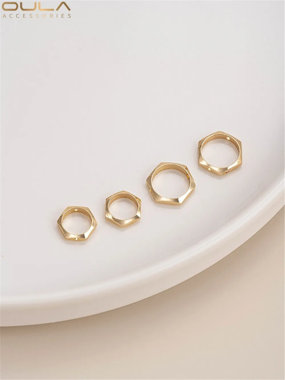 

American 14K Bag Gold Accessories Set Bead Ring Outer Diameter Hexagonal Inner Diameter Round Bag Bead Ring Diy Manual Material