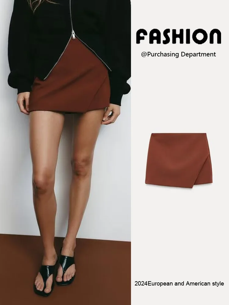 

Spring New Arrival A-Line Asymmetrical Simple Faionable Skirt Pants Women's Skirt Commute Sle ort Length