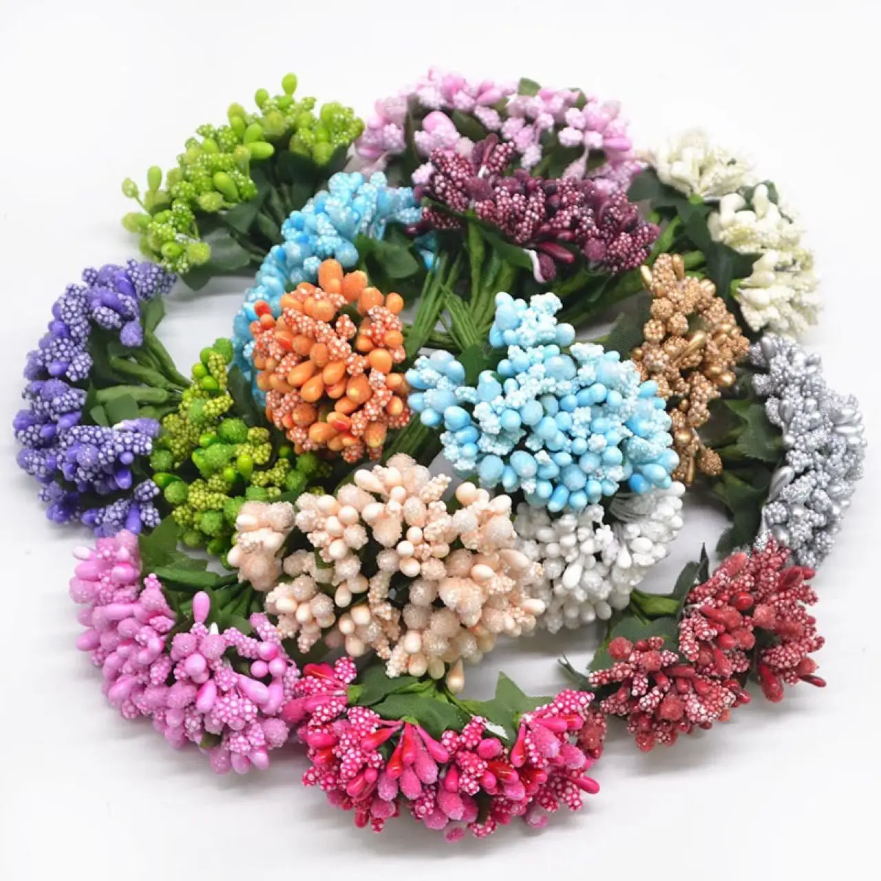 12 Pieces Decorative Flowers Wreaths Fake Plants Stamen Scrapbooking Christmas Decorations for Home Wedding Artificial Flowers