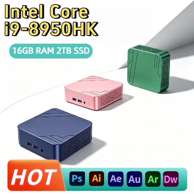 Intel Core i9 8950HK Low Power Small Form Factor PC 16GB RAM 1TB 2TB M.2 SSD WiFi6 BT5.2 Dual HDMI Pro Chip Unit