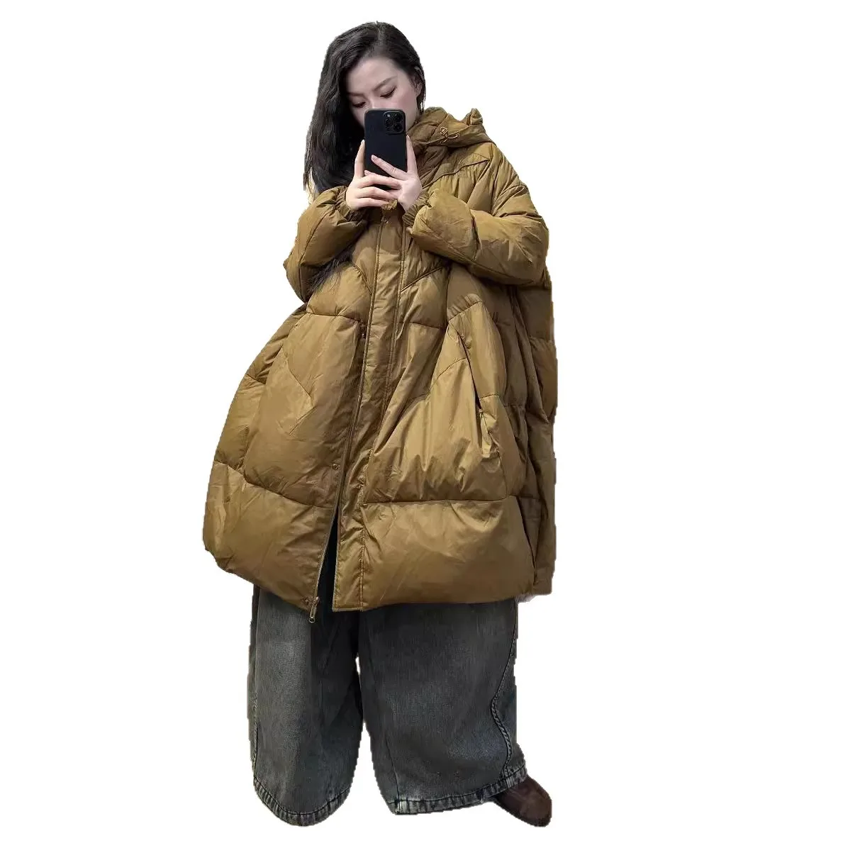 Winter New Women's Down Jacket Commuter Hoodie Oversized A-line Down Jacket