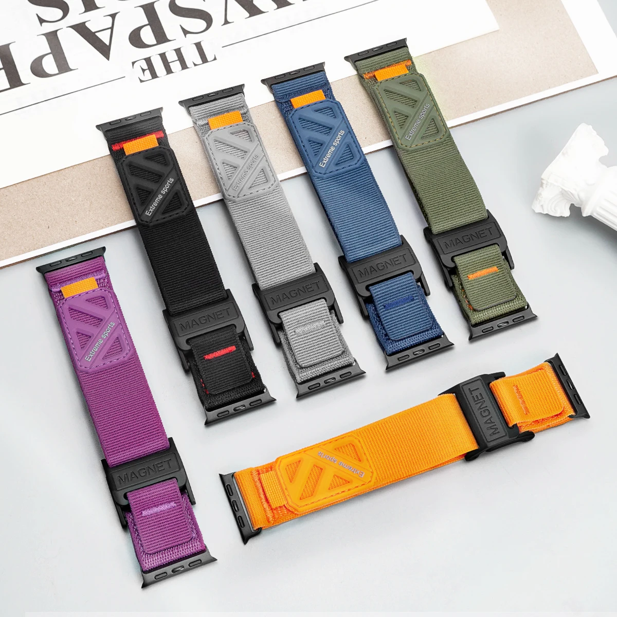Geeignet für Apple Watch 11/10/9/8/7/6/5/4/SE/Ultra, langlebige Nylon-Magnetarmbänder, iWatch-Armbänder in den Größen 49/46/44/45/40/41 mm. – Detail 6