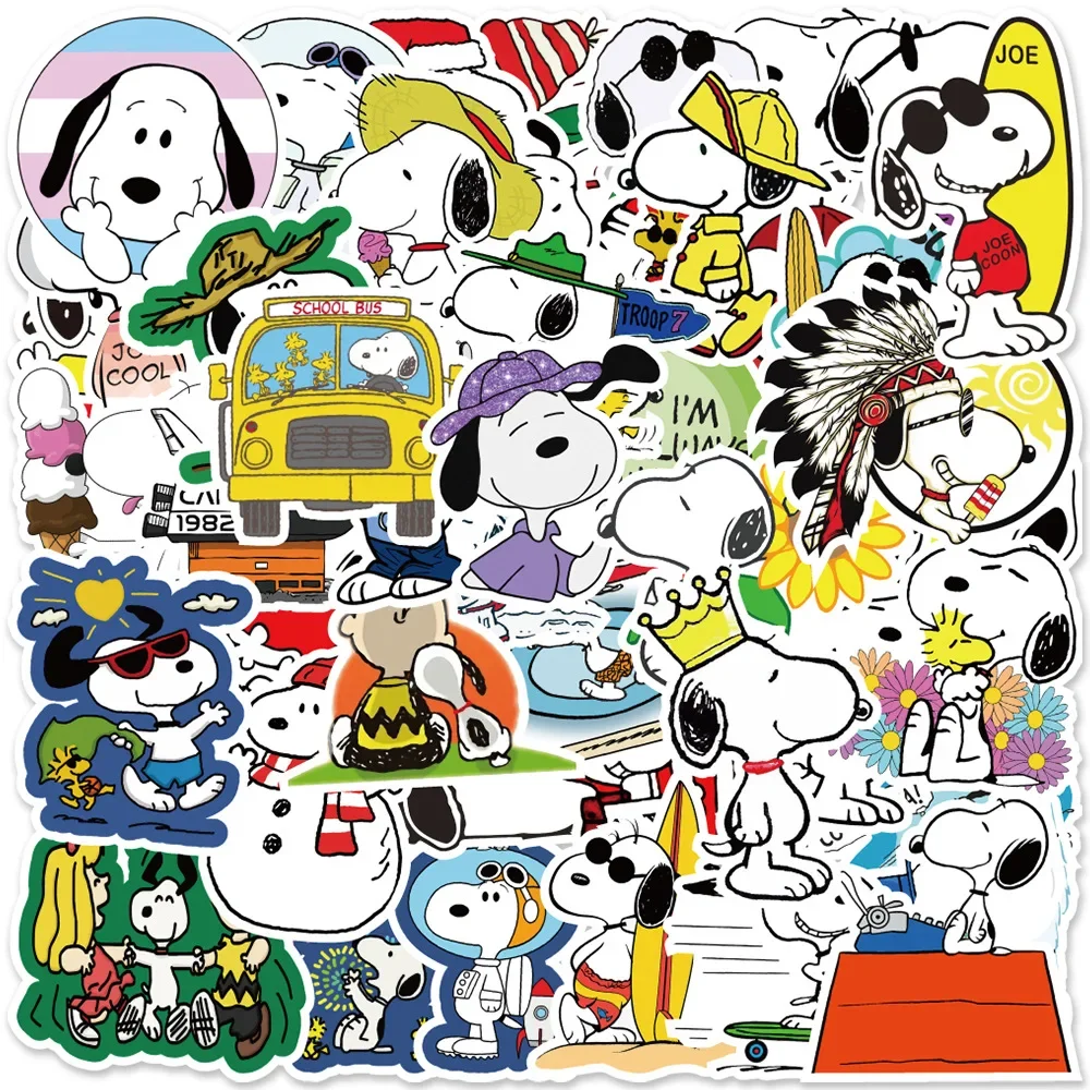 40/50/60pcs Variety of Non-repetitive Classic Anime Cartoon Cute Snoopy Kids Graffiti Stickers