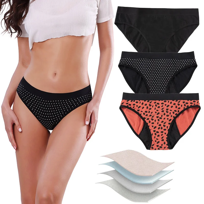 

3PCS Period Underwear, Bikini-Style Panties, Holds Up to 12 Regular Tampons, FSA HSA Approved, Leakproof, Reusable