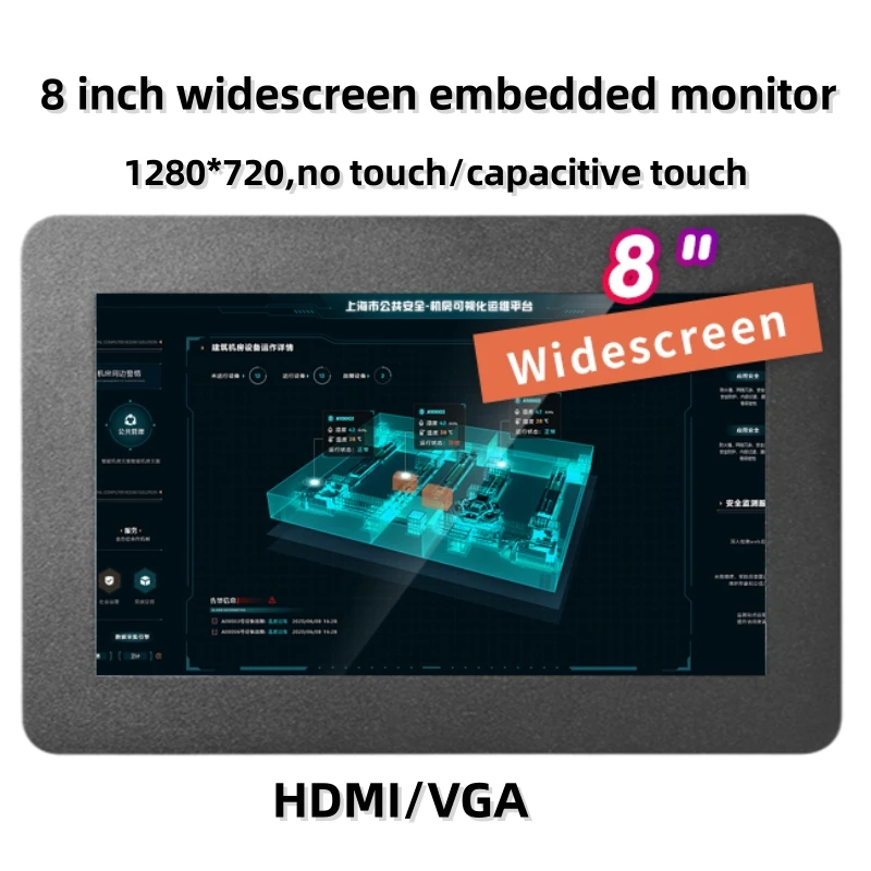 

Zhixianda Cheap Price 8 Inch 1280*720 Widescreen Wall Mount LCD Capacitive Touch Screen Display Embedded Monitor