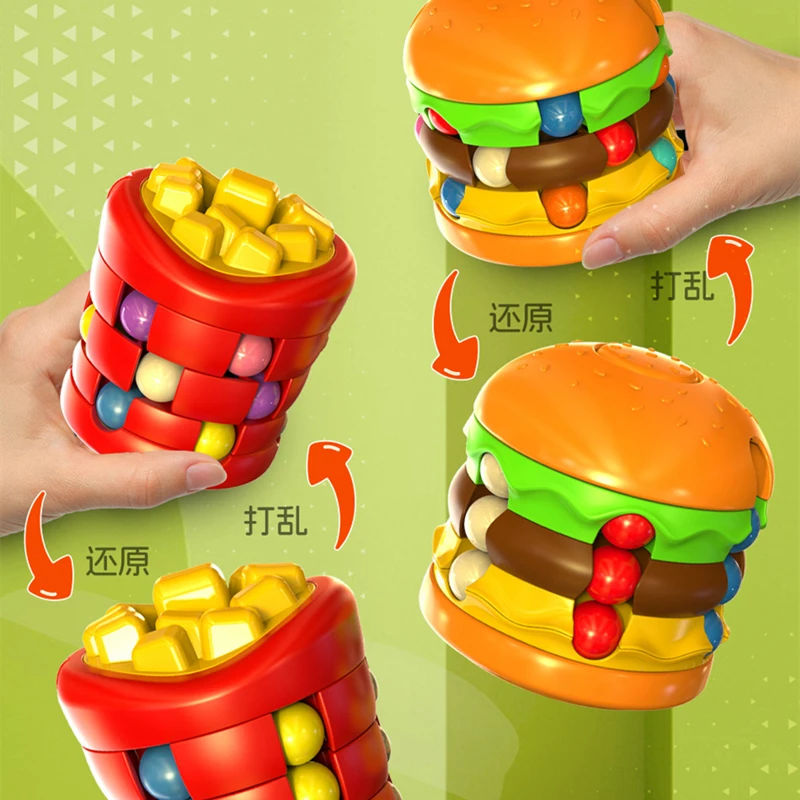 New Simulation Burger and French Fry Stress Relieving Finger Gyroscope, Unique Rotating Ball Ball Children's Toy