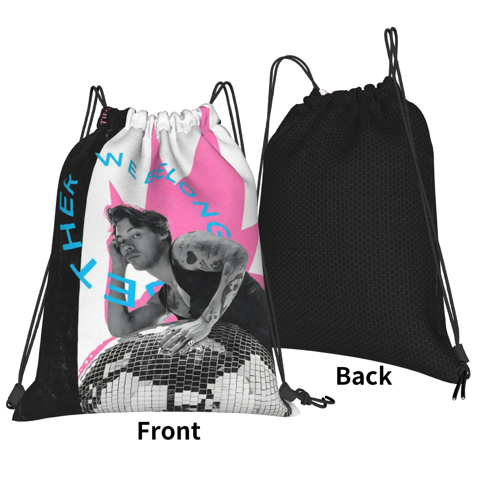 Kiss All The Time Disco  Drawstring Backpack Gym Sports Sackpack Harrys Music Styles String Bags for Running 36cm (W) x 43cm (H)