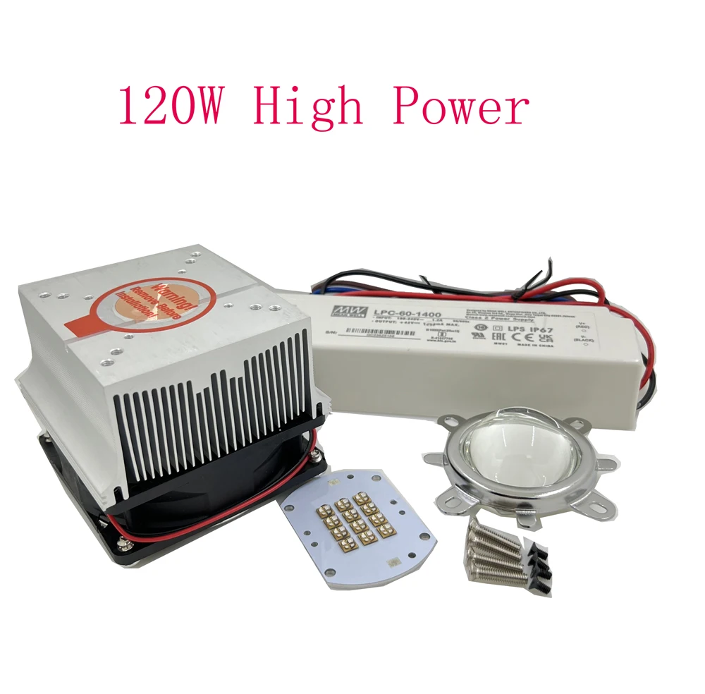 

120W High Power UV 395nm Violet Light LED Bulb Lamp With Integrated PCB + Driver + 44MM 90 Degree LENS+Radiator Kit