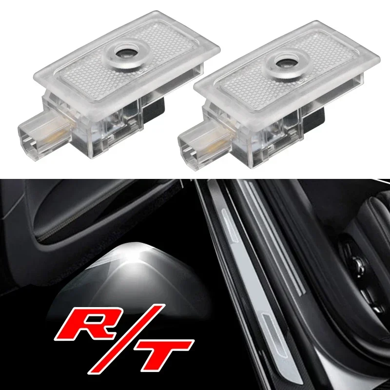 2Pcs LED Car Door Light R/T RT Badge Ghost Projector Welcome Courtesy Lamp 12V for Dodge Magnum Charger Avenger Accessories
