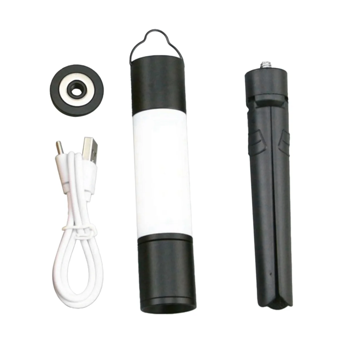 Outdoor Camping LED Telescopic Flashlight with Tripod Nuts Multifunctional Rechargeable Retractable Light Table Lamp,A