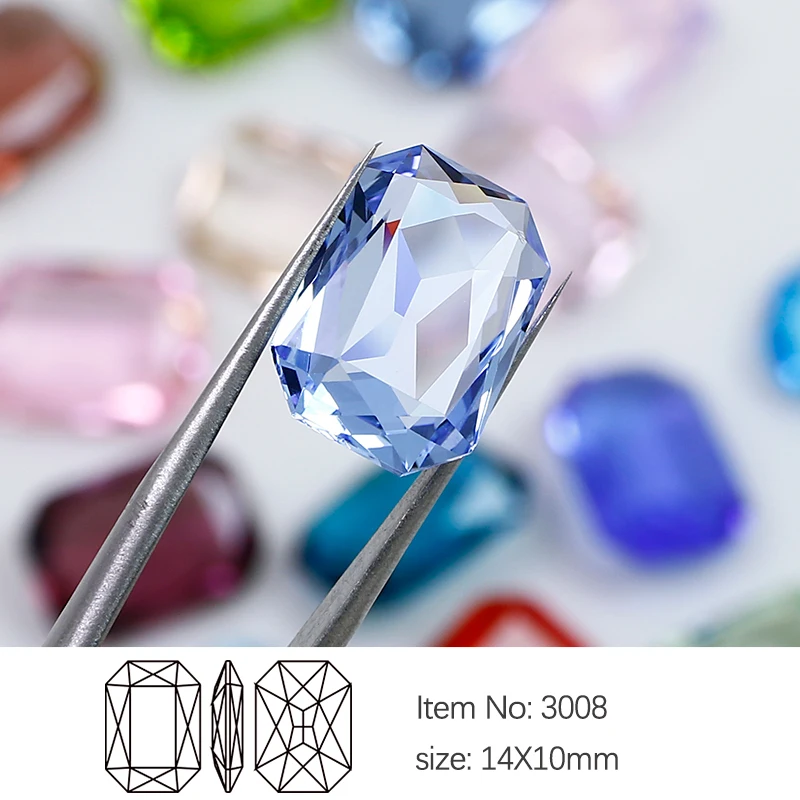 10x14mm Rectangular Octagon Transparent Nail Crystal Decoration for women\'s Clothing and Beads for Needlework DIY