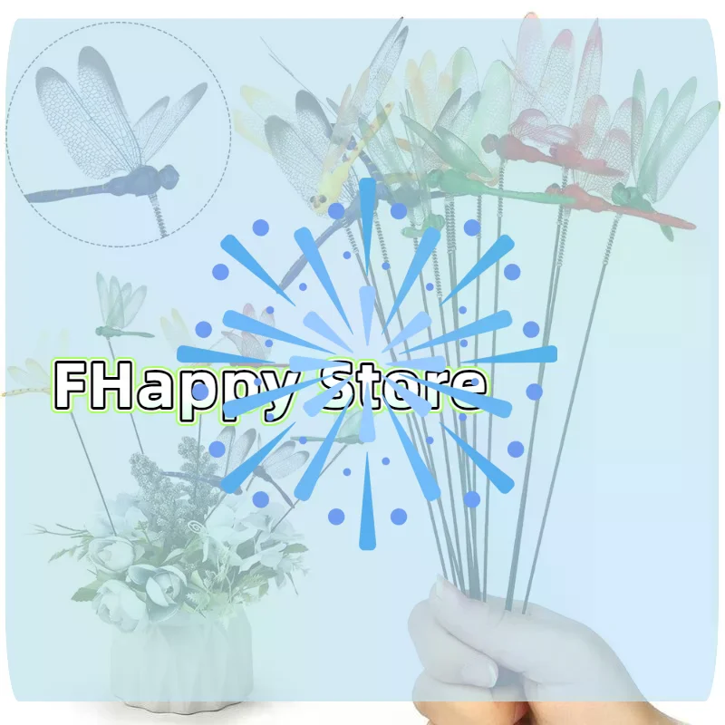 5/10pcs 3D Dragonfly Flower Bed Decor Realistic Colorful Waterproof Ornament for Outdoor Garden Yard Patio Planter