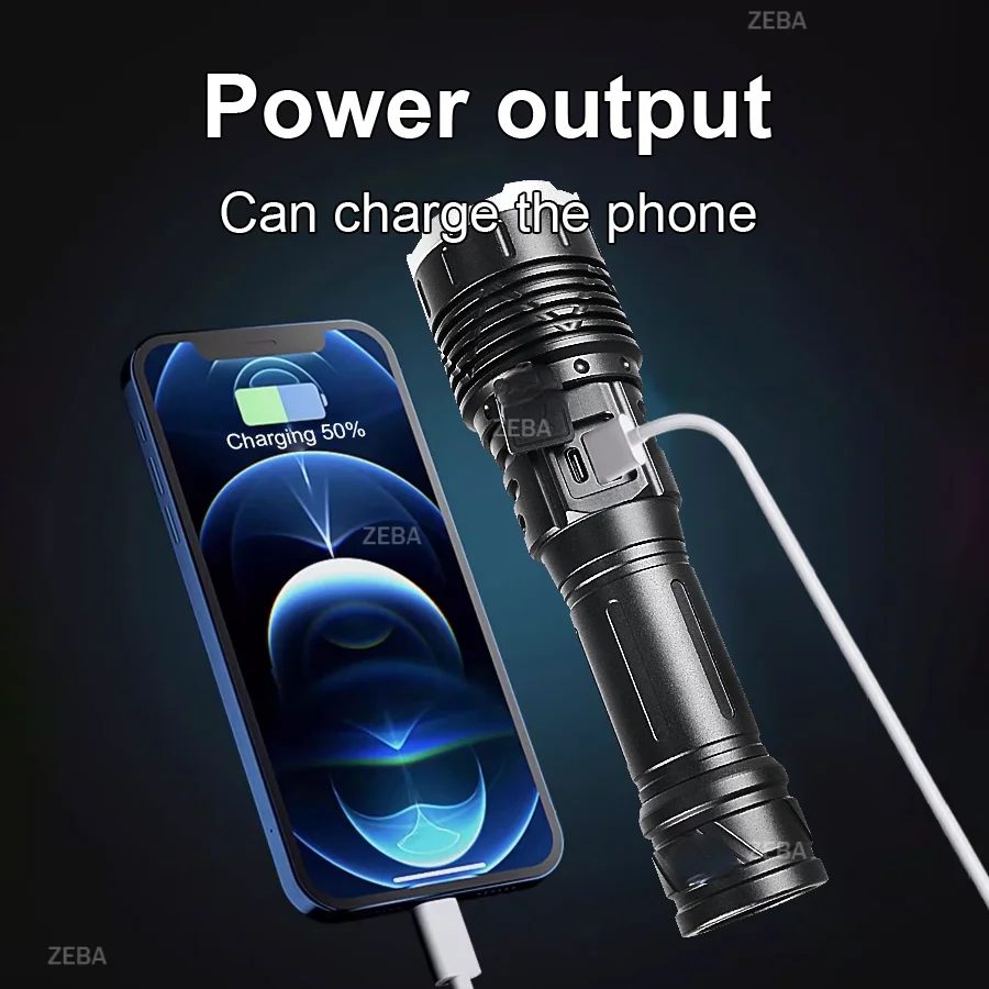3600000LM Super Bright LED  Flashlight Waterproof Outdoor Long Distance Torch 18650/26650 Rechargeable Digital Display Lantern