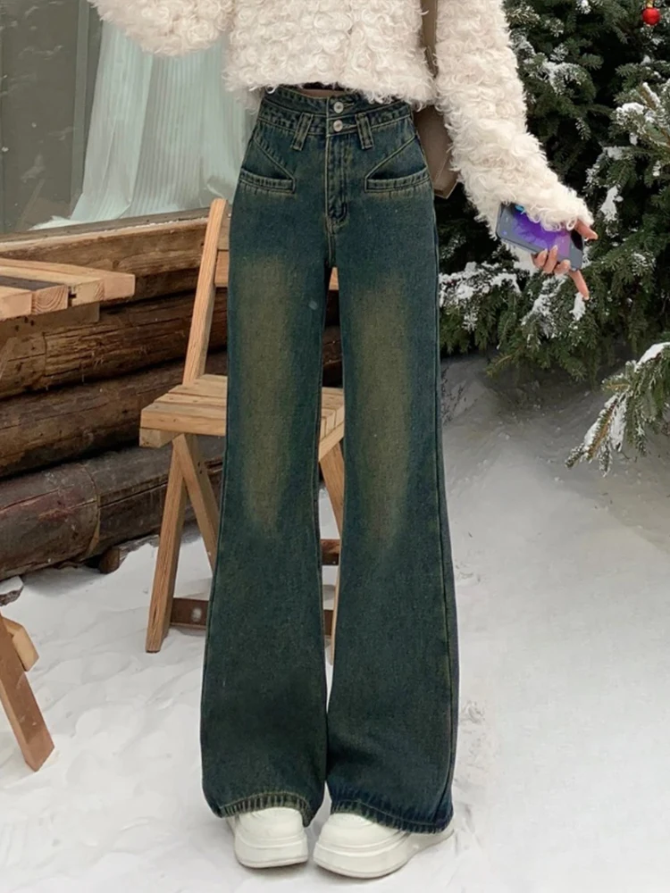 Jeans met hoge taille en wijde pijpen Dames slim fit denimbroek Lente nieuwe Sle Pear Ape plus maat losse comfortabele broek