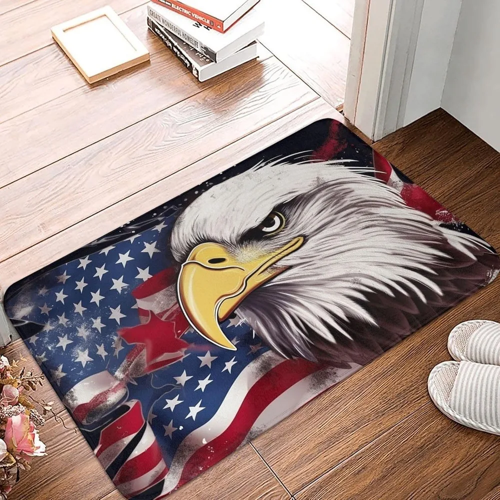 

1PC Bald Eagle Pattern Kitchen Rug Non-Slip Door Mat Pop design Bathroom Rug Bath Mat Carpet for Home Sink Laundry Decoreeree