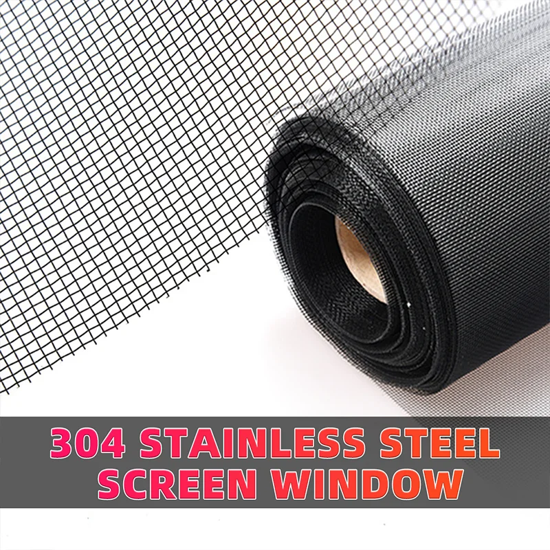 

1 roll of 5 meters long, black window screen, made of 304 stainless steel, used to prevent mosquitoes, cats and mice from enteri
