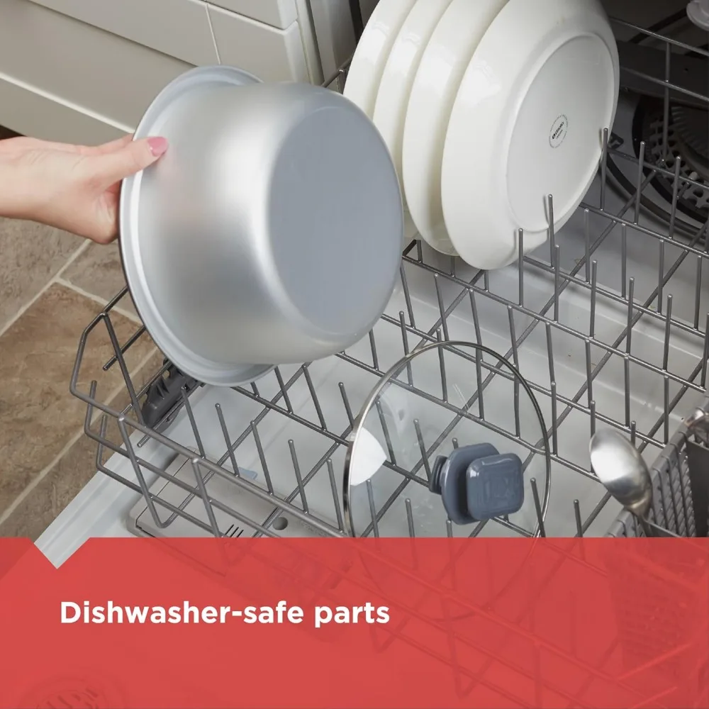 جهاز طبخ الأرز بلاك اند ديكر سعة 16 كوبًا، 8 أكواب من الأرز غير المطبوخ، سلة تبخير، وعاء غير لاصق قابل للإزالة، لمسة واحدة، تحافظ على الدفء