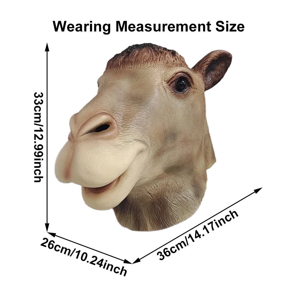 Realistic Camel Mask Halloween Realistic Costume Latex Animal Masks for Adults Cosplay Circus Parties Headwear Decoration Props