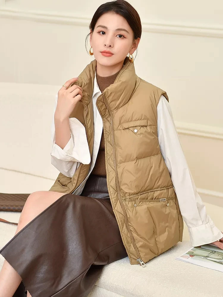 2024 New Women Winter Vest Ultra Light 90% White Duck Down Vests Female Loose Sleeveless Jackets Windproof Waistcoat Outwear