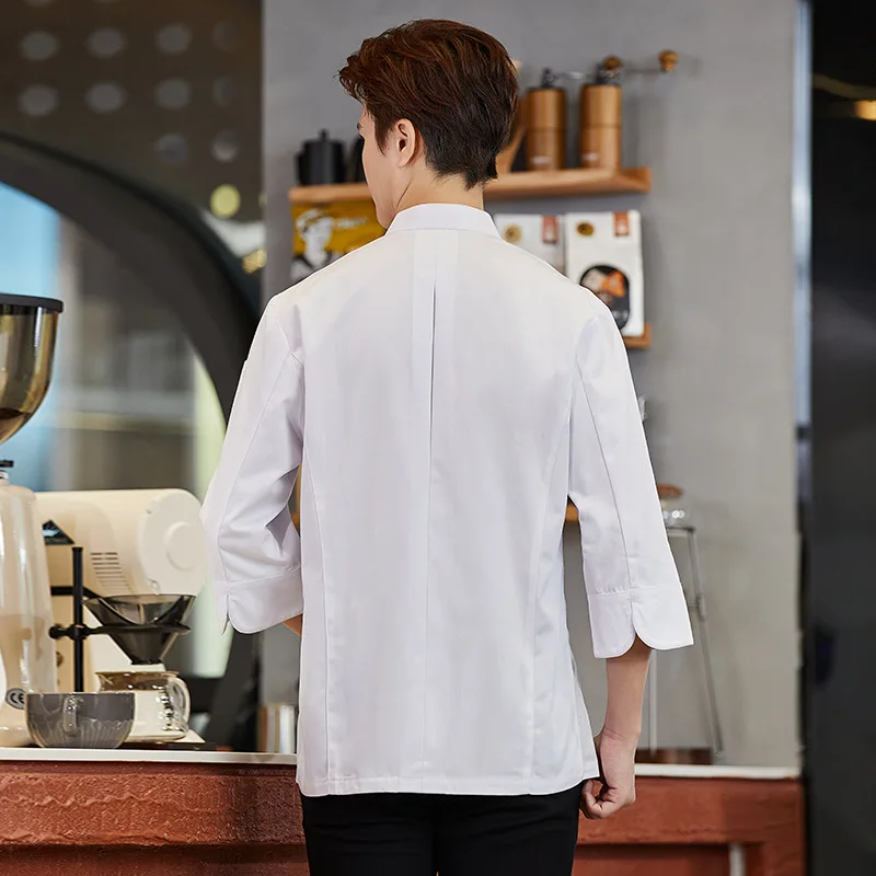 Chef Overalls แขนยาวร้านอาหารโรงแรมร้านอาหารโรงอาหาร Chef Uniform ชายฤดูใบไม้ร่วงและฤดูหนาว