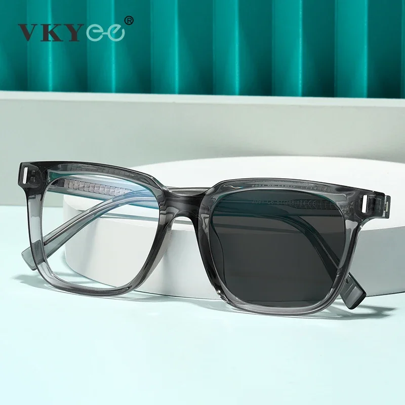 VKYEE New Men's Geometric Simple Large Frame Fashion Design Eyewear Customizable Prescription Blue Light Glasses Photochromic