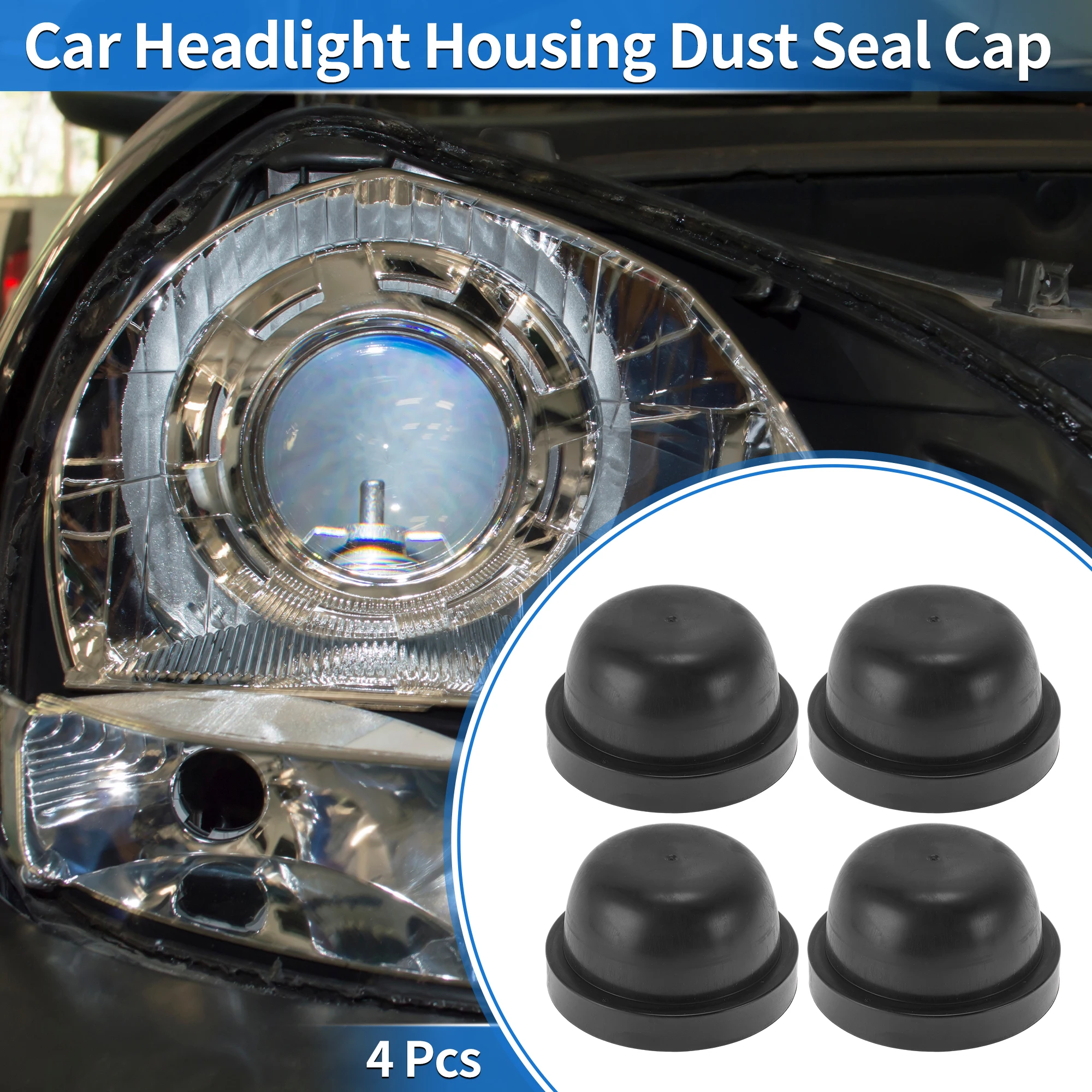 

UXCELL 80mm Car Headlight Dust Cover F14A Round Cap Rubber Housing Dust Seal Cap 4 Pcs