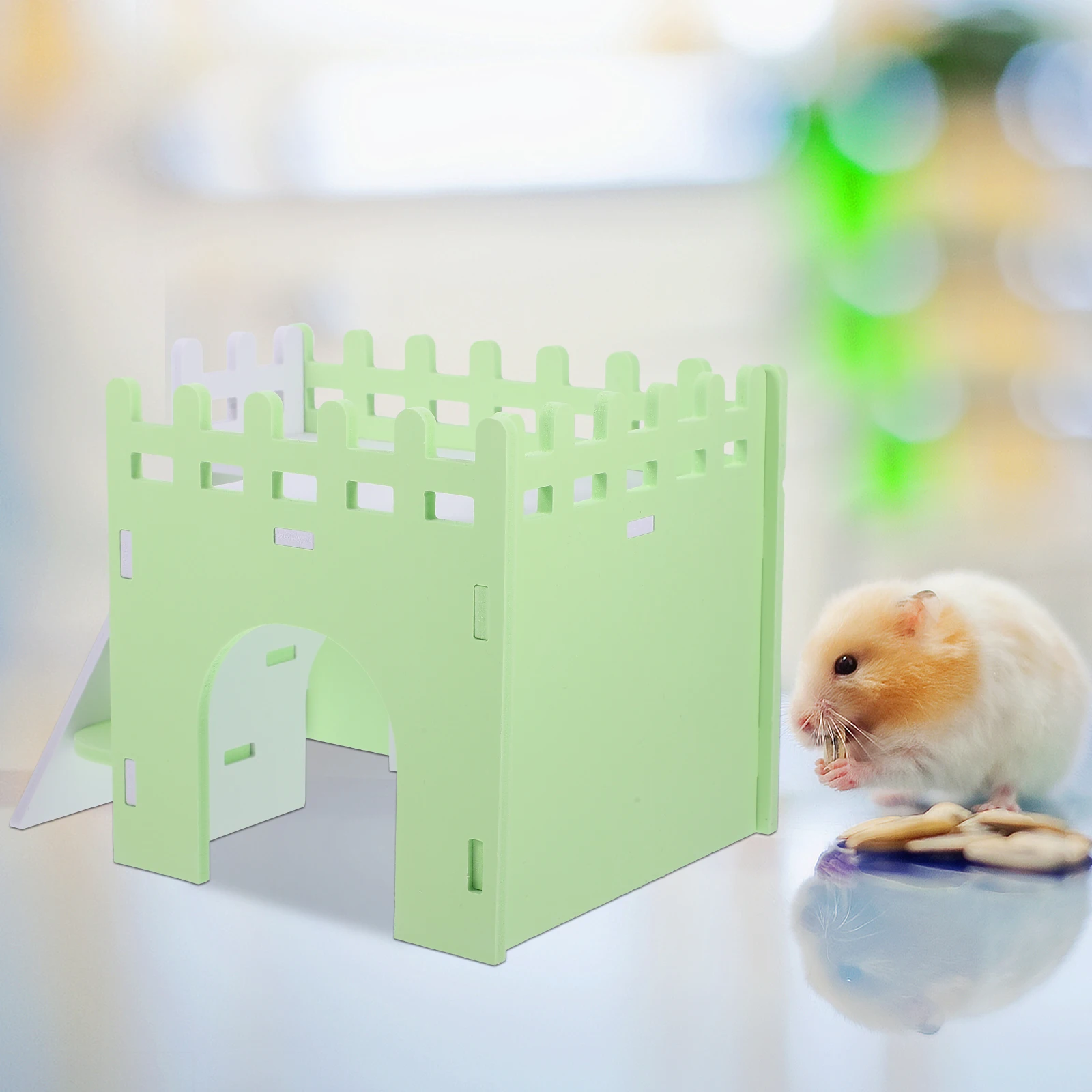 

Colorful Small House Hideout for Hamster Home Rat Chinchilla Rabbit PVC Villa with Ladder Safe Pet Retreat Sleeping Resting Fun