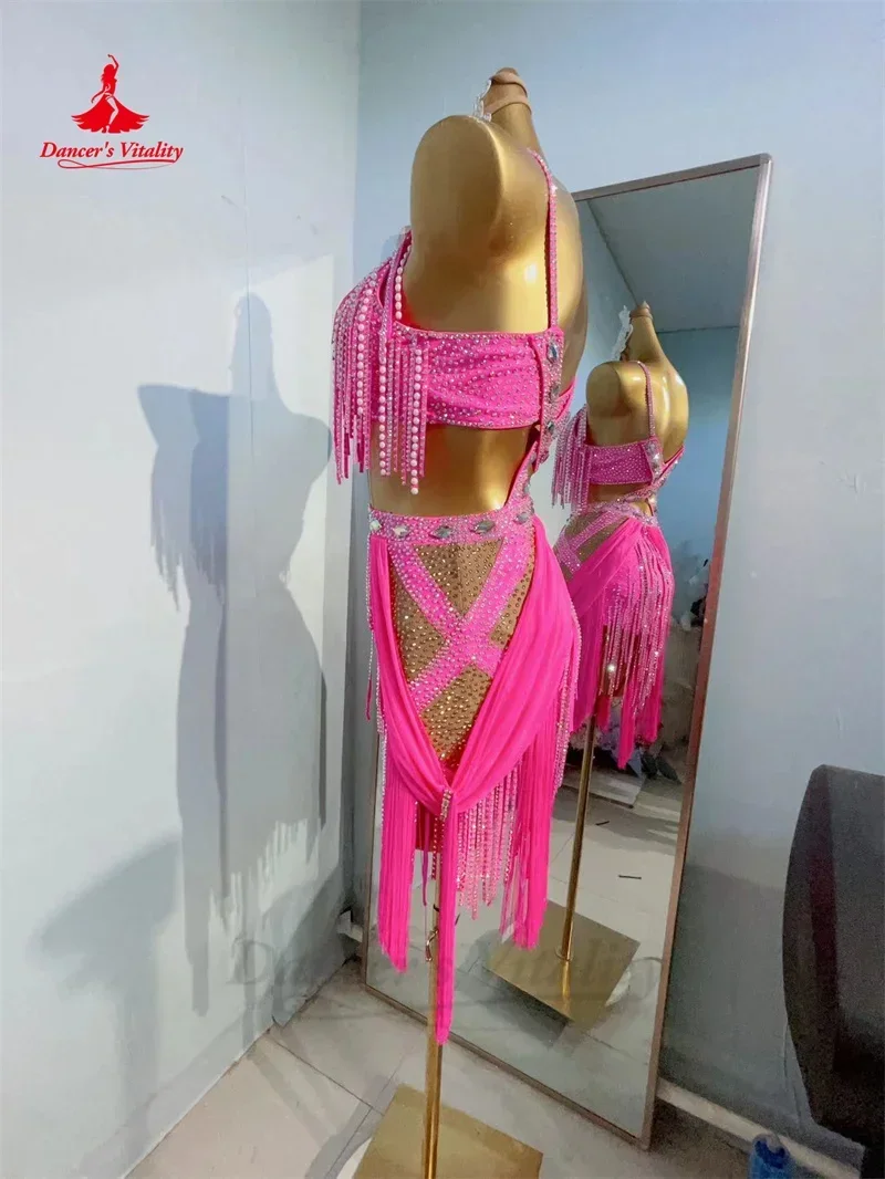 Vestido de actuación de baile latino para mujer, ropa de competición de Rumba, Chacha, Tango, falda para adultos y niños, vestidos Latinos